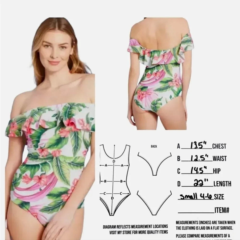 Women's Off Shoulder Flounce High Coverage One Piece Swimsuit - Kona Sol